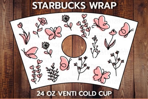 Butterfly Flowers 24oz Cup SVG