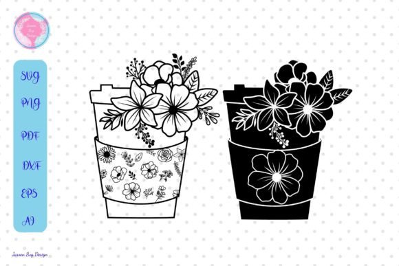 Coffee Cup Svg, Flower Svg