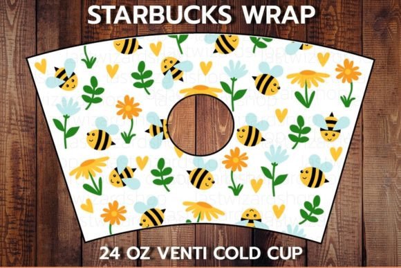 Flower Bee 24oz Cold Cup SVG