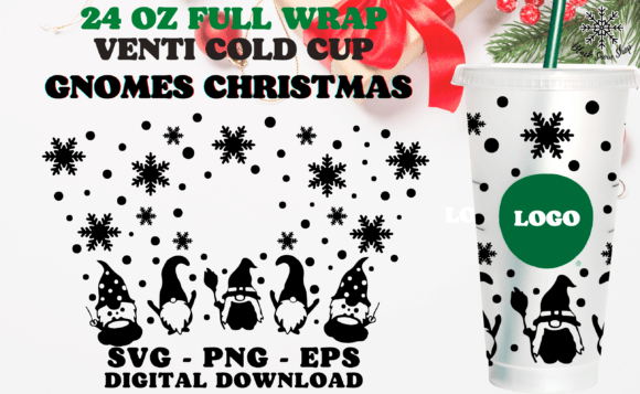 Gnomes Christmas Wrap Cold Cup Svg