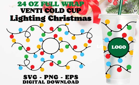 Lighting Christmas Wrap Cold Cup SVG