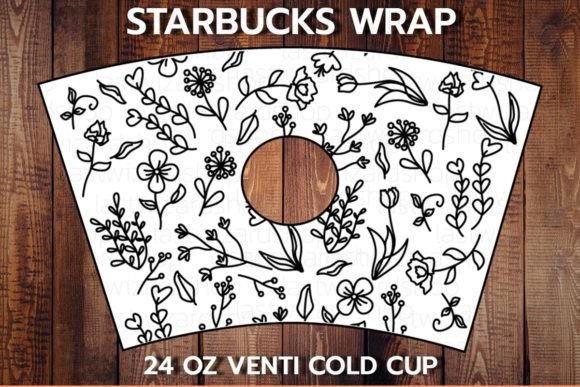 Line Flowers 24oz Cold Cup SVG