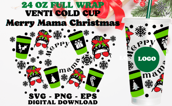 Merry Mama Christmas Wrap Cup Svg