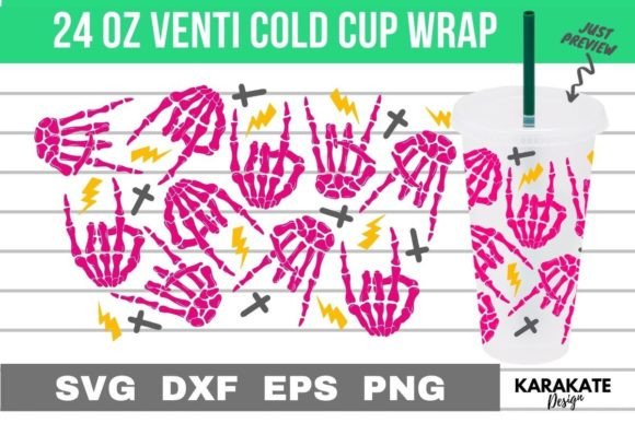 Rock Skeleton Hands, 24 Oz Venti Cup SVG